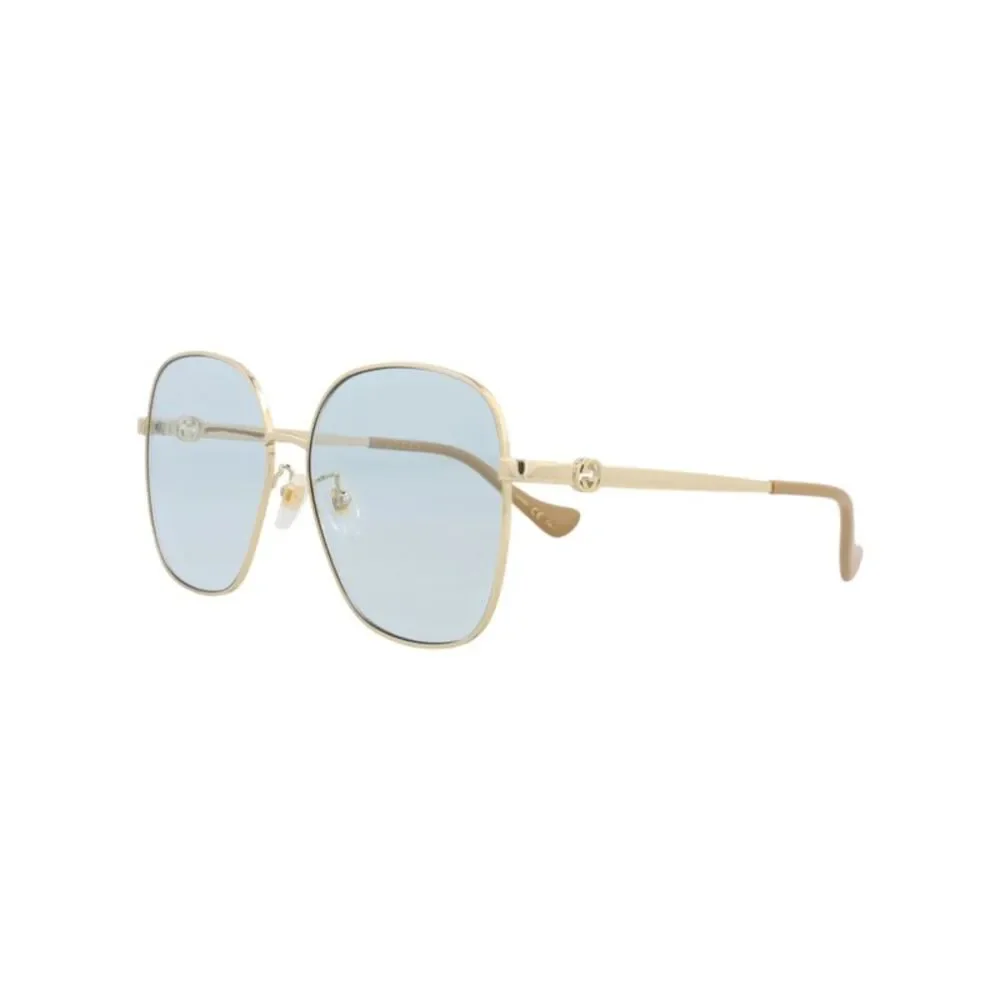 Gucci Square-Frame Metal Sunglasses Gold Womens